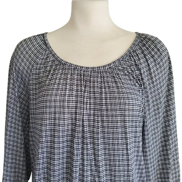 Michael Kors Houndstooth Print Elastic Waist Blouson Peasant Top S - Picture 3 of 16